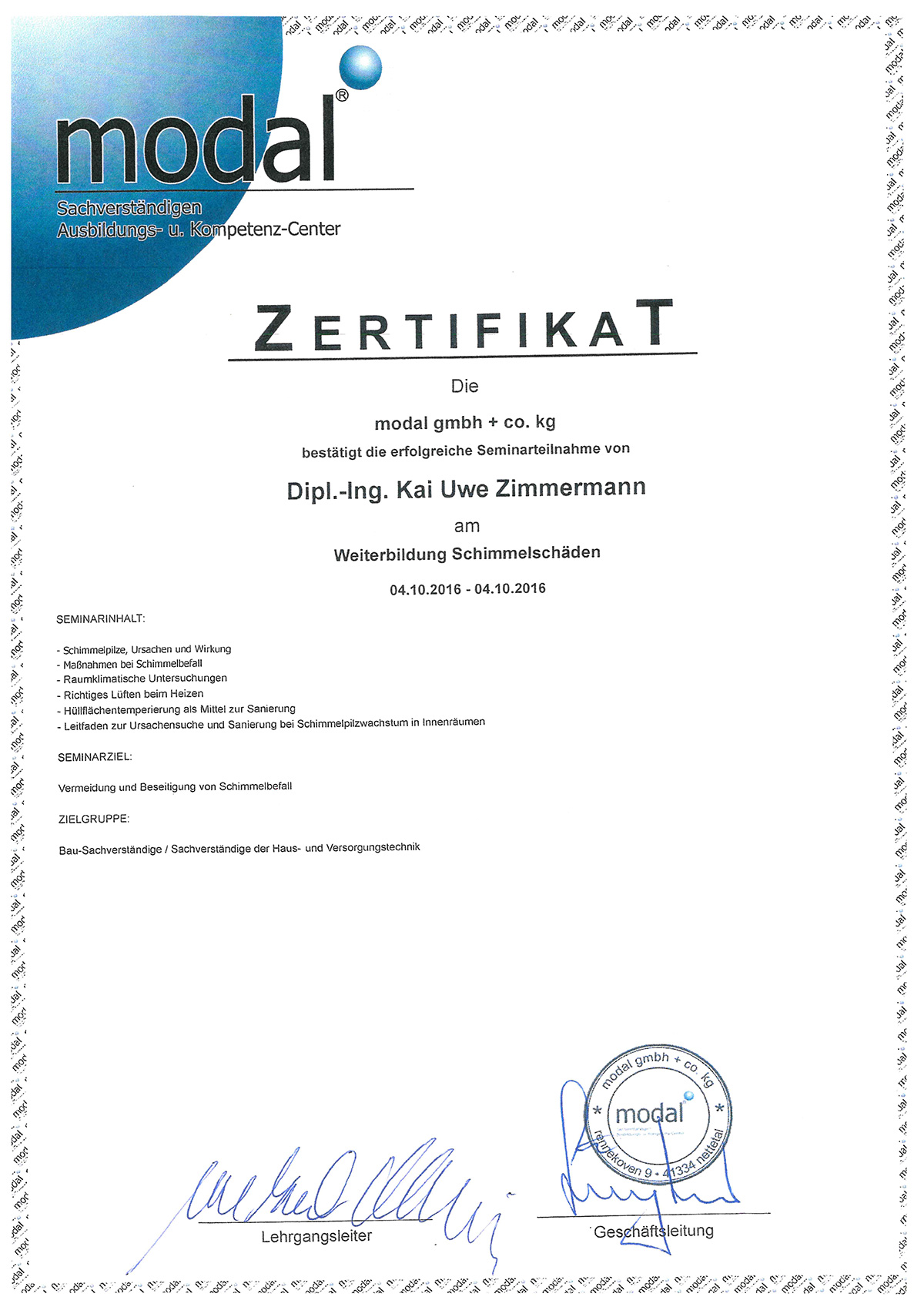 Kai Uwe Zimmermann – Sachverständiger für Schäden an Gebäuden und Wertermittlung – Modal – Schimmelbekämpfung und Schimmelvermeidung